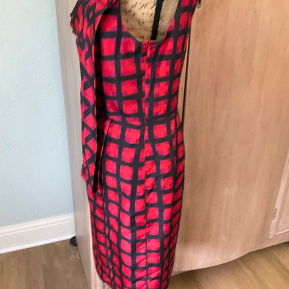π₯ Y2K Marc by Marc Jacobsβ100% Silk Sash Red Check Cocktail Dress Size 10 - Picture 9 of 12